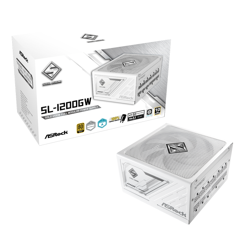 ASRock Steel Legend SL-1200GW 1200W Λευκό Τροφοδοτικό Υπολογιστή Full Modular 80 Plus Gold