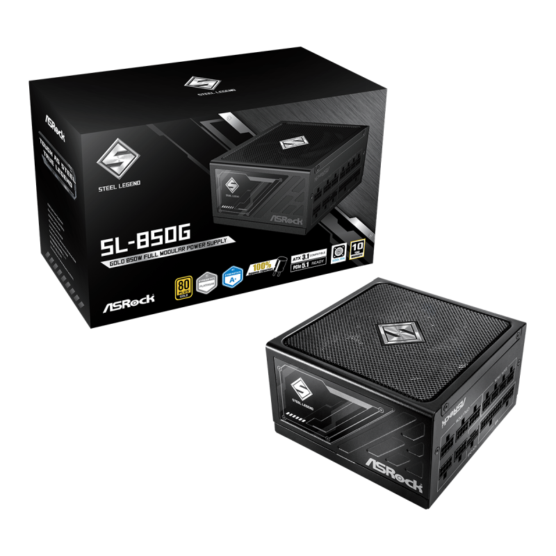 ASRock Steel Legend SL-850G 850W Μαύρο Τροφοδοτικό Υπολογιστή Full Modular 80 Plus Gold