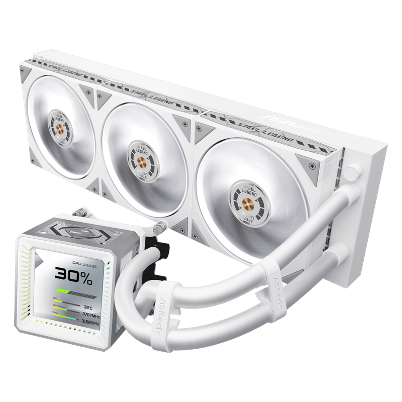 ASRock Steel Legend 360 LCD White Υδρόψυξη Επεξεργαστή Τριπλού Ανεμιστήρα 120mm ARGB