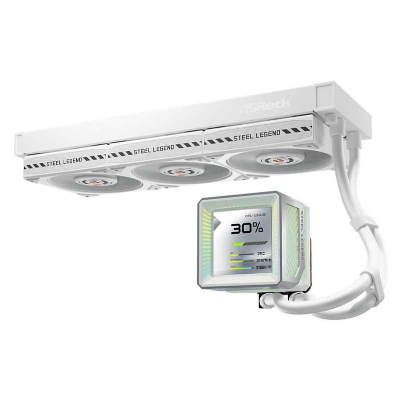 ASRock Steel Legend 360 LCD White Υδρόψυξη Επεξεργαστή Τριπλού Ανεμιστήρα 120mm ARGB