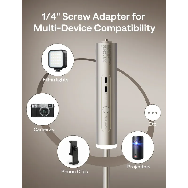 Aurzen PowerPlay 3-in-1 Projector Stand with 10000mAh Power Bank & Carry Case