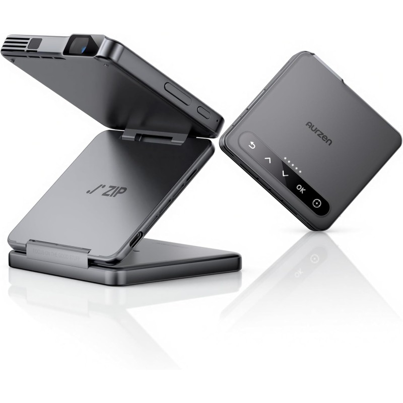 Aurzen ZIP Tri-Fold Portable Mini Projector Dark Grey