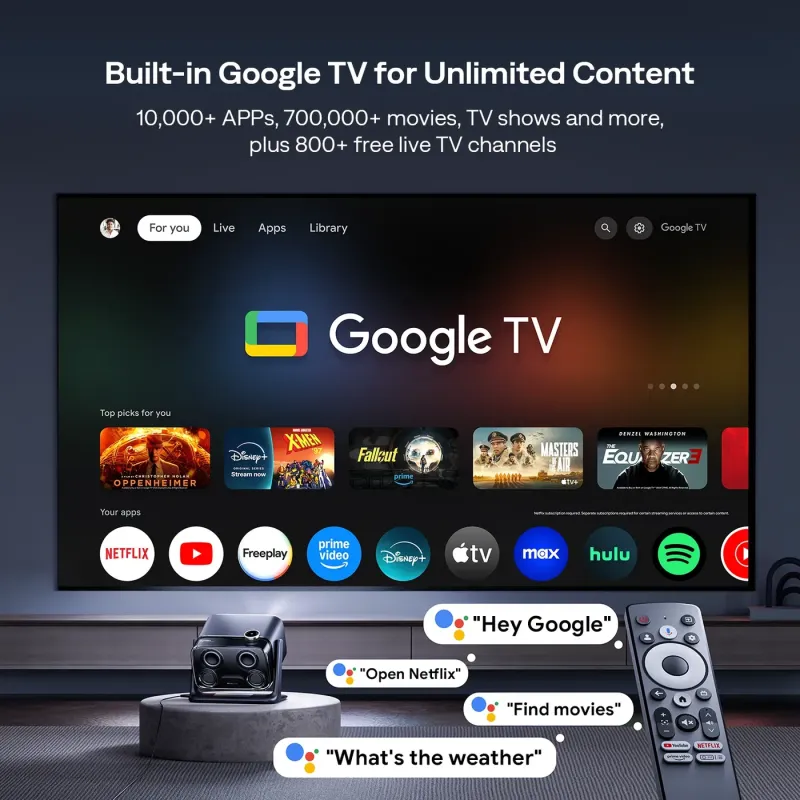Aurzen BOOM mini Google TV Smart Projector BLACK