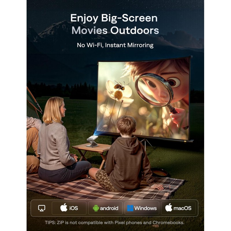 Aurzen ZIP Tri-Fold Portable Mini Projector White Aurzen ZIP Tri-Fold Portable Mini Projector White