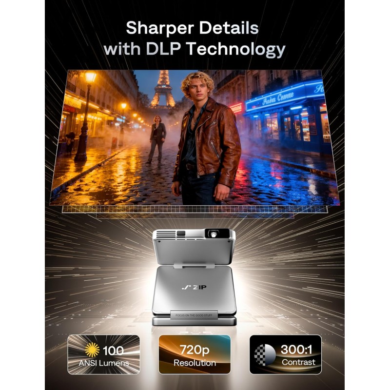 Aurzen ZIP Tri-Fold Portable Mini Projector White Aurzen ZIP Tri-Fold Portable Mini Projector White