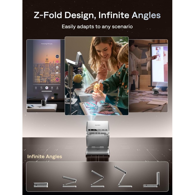 Aurzen ZIP Tri-Fold Portable Mini Projector White Aurzen ZIP Tri-Fold Portable Mini Projector White