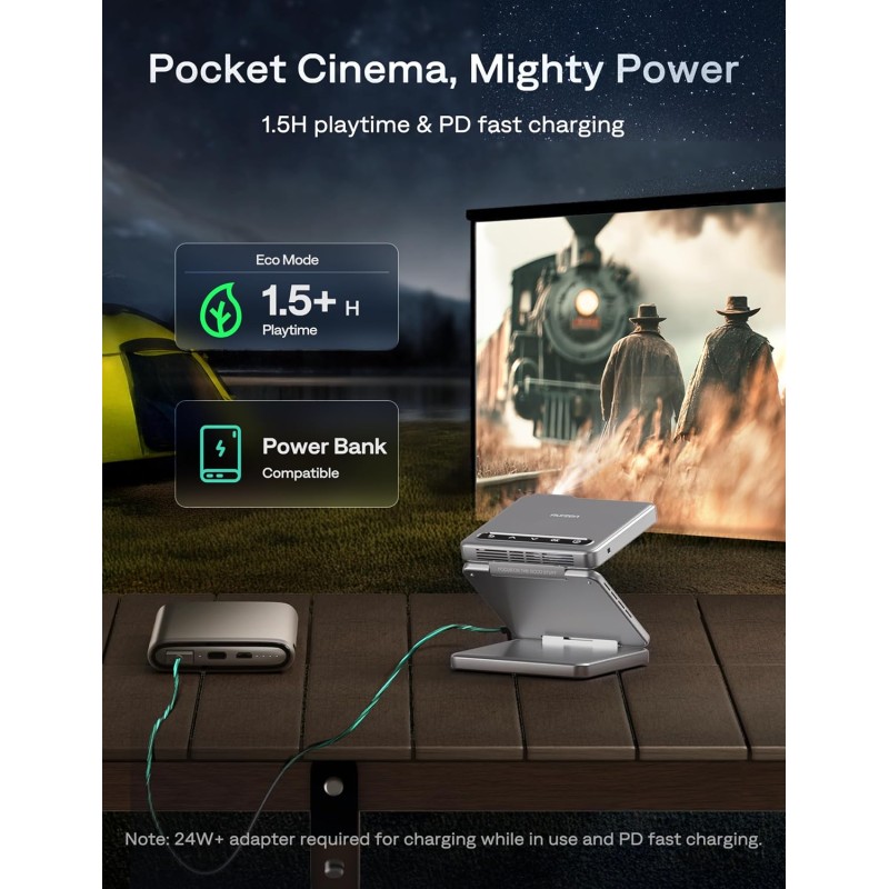 Aurzen ZIP Tri-Fold Portable Mini Projector White Aurzen ZIP Tri-Fold Portable Mini Projector White