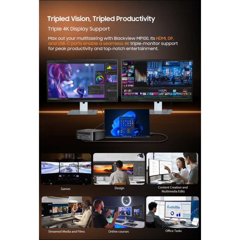BlackView MP100 Mini PC Ryzen 5 7430U/16GB DDR4/512GB SSD/W11 Pro