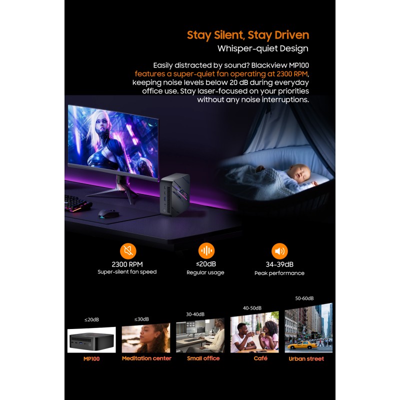 BlackView MP100 Mini PC Ryzen 5 7430U/16GB DDR4/512GB SSD/W11 Pro