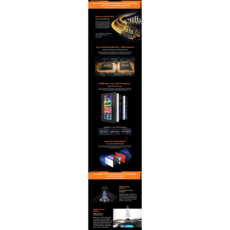 Blackview Active 5 Rugged Tablet 8.68" HSD (6GB RAM, 128GB, 4G LTE, WiFi, NFC, 6600mAh), Black