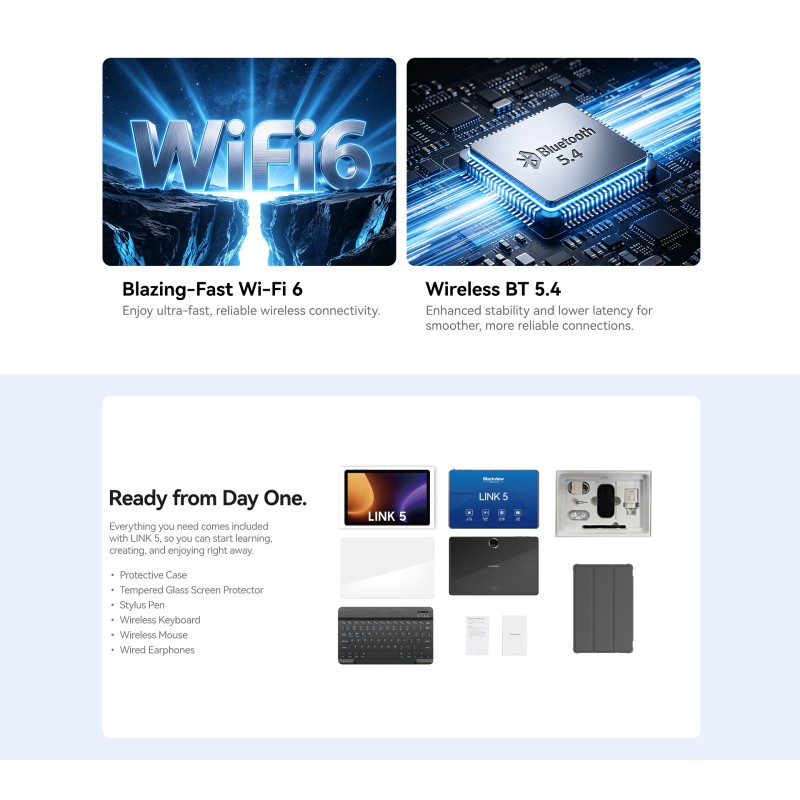 BlackView Link 5 11" με WiFi (8GB/128GB) Grey Set Packing