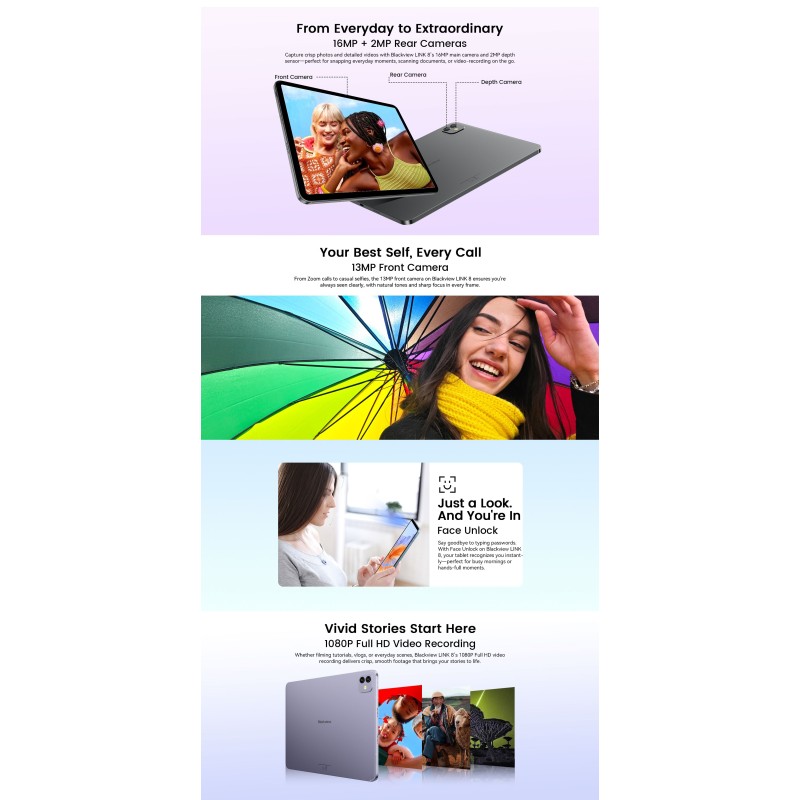 BlackView Link 8 12.7" 2K με WiFi (6GB/256GB) Grey Set Packing