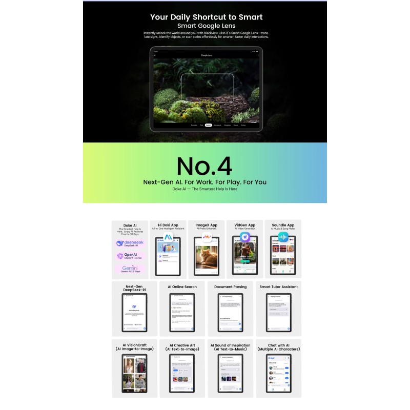 BlackView Link 8 12.7" 2K με WiFi (6GB/256GB) Grey Set Packing