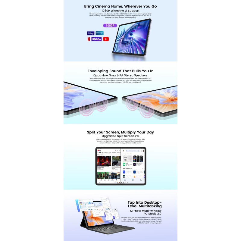 BlackView Link 8 12.7" 2K με WiFi (6GB/256GB) Grey Set Packing