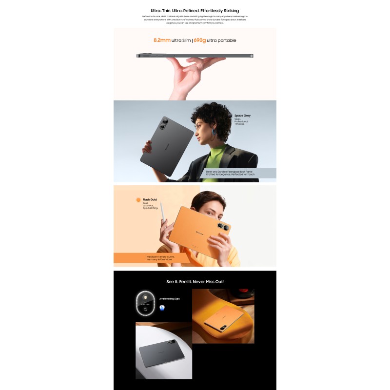 Blackview MEGA 12 – 12,2" Android 16 Tablet με WiFi & 5G|12GB RAM, 256GB ROM | Gold Set