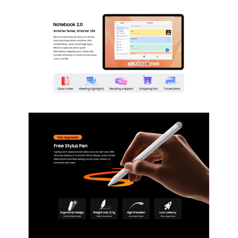 Blackview MEGA 12 – 12,2" Android 16 Tablet με WiFi & 5G|12GB RAM, 256GB ROM | Gold Set