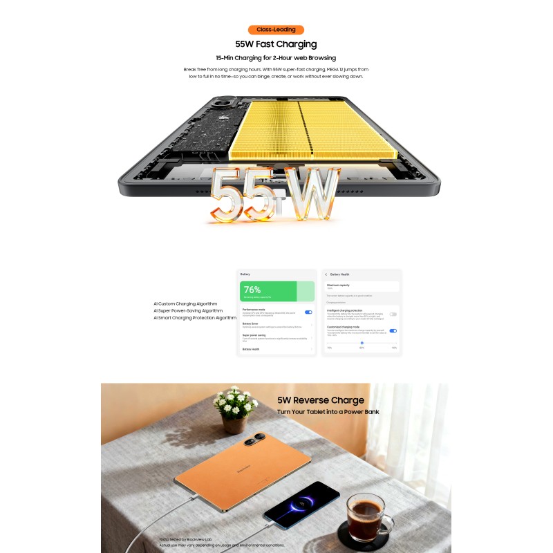Blackview MEGA 12 – 12,2" Android 16 Tablet με WiFi & 5G|12GB RAM, 256GB ROM | Gold Set