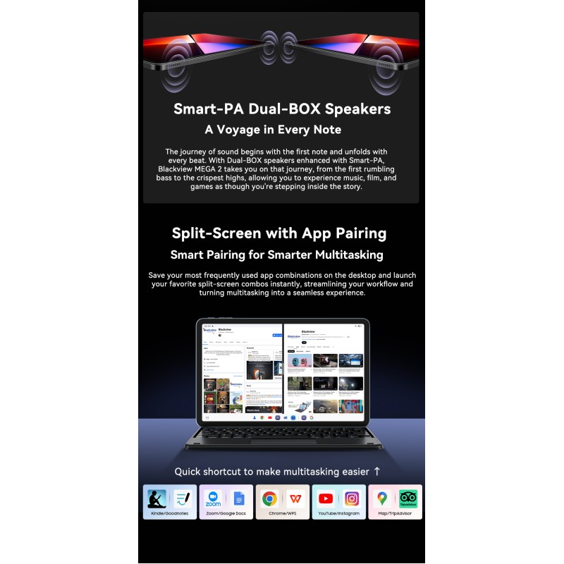 Blackview MEGA 2 – 12" Android 15 Tablet με WiFi | 12GB RAM, 256GB ROM | Green