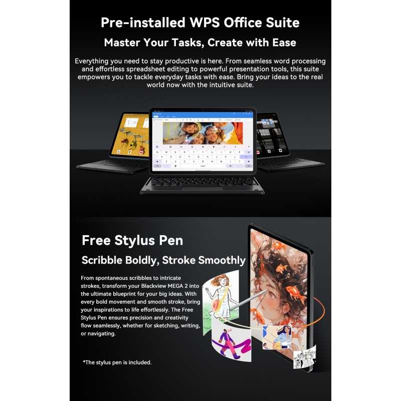 Blackview MEGA 2 – 12" Android 15 Tablet με WiFi | 12GB RAM, 256GB ROM | Green