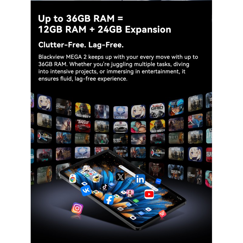 Blackview MEGA 2 – 12" Android 15 Tablet με WiFi | 12GB RAM, 256GB ROM | Green Set Blackview MEGA 2 – 12" Android 15 Tablet με WiFi | 12GB RAM, 256GB ROM | Green Set