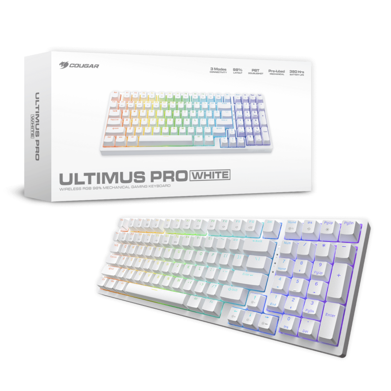 Cougar Ultimus Pro Ασύρματο Gaming Μηχανικό Πληκτρολόγιο 98% με RGB φωτισμό (Αγγλικό US) White