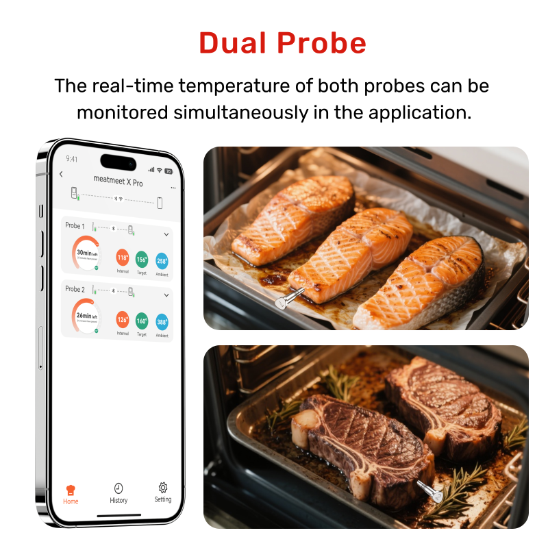 Meatmeet X Pro Smart Θερμόμετρο Κρέατος Wi-Fi & Bluetooth με 2 Probes