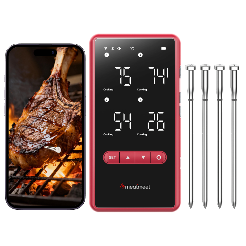 Meatmeet Z Pro Smart Θερμόμετρο Κρέατος Wi-Fi & Bluetooth με 4 Probes