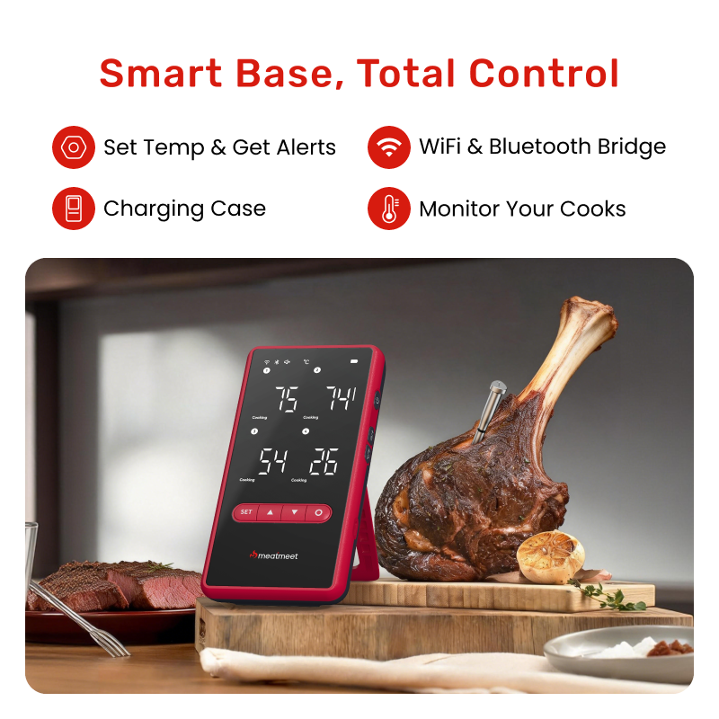 Meatmeet Z Pro Smart Θερμόμετρο Κρέατος Wi-Fi & Bluetooth με 4 Probes