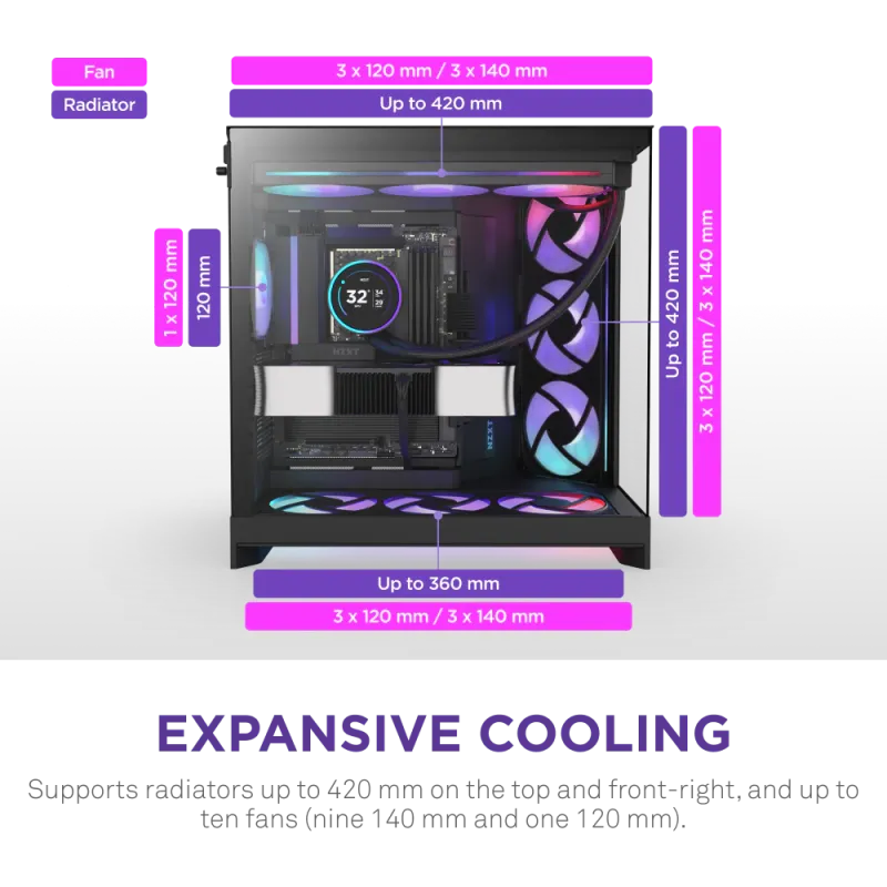 NZXT H9 Flow RGB Large Dual-Chamber Mid-Tower ATX Airflow Case Black NZXT H9 Flow RGB Large Dual-Chamber Mid-Tower ATX Airflow Case Black