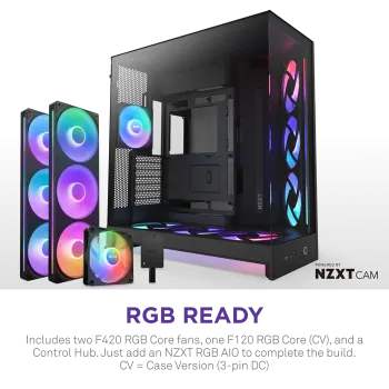 NZXT H9 Flow RGB+ (2025) Dual-Chamber Mid-Tower & Control Hub - All Black