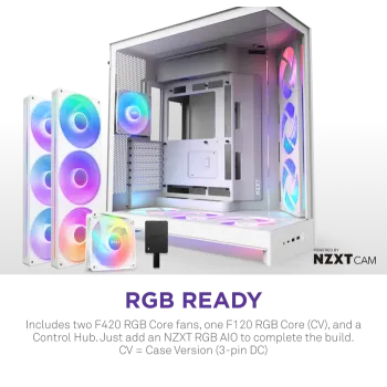 NZXT H9 Flow RGB+ (2025) Dual-Chamber Mid-Tower & Control Hub - All White