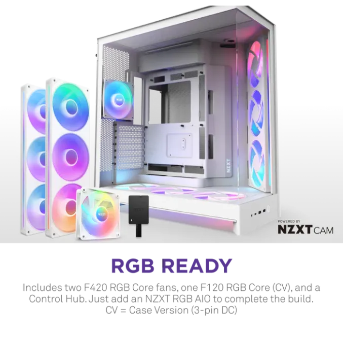 NZXT H9 Flow RGB+ (2025) Dual-Chamber Mid-Tower & Control Hub - All White