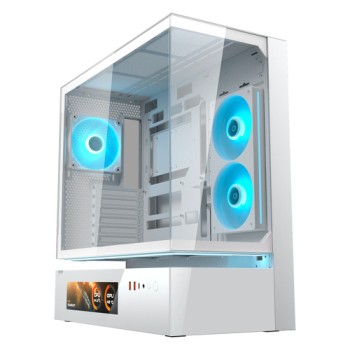 COUGAR Midi Tower Case, CFV235 Vision, ARGB, LCD Display, Glass, White