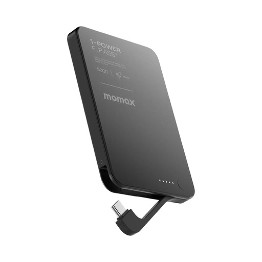 1-Power F.Pass⁺ 5000mAh Magnetic Battery Pack with Built-in Cable Black
