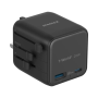 1-World² 2-Port USB-A and USB-C GaN Travel Charger 20W Black