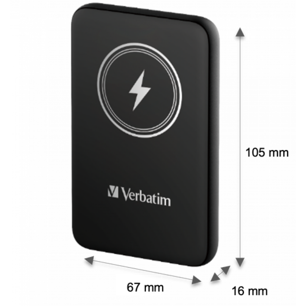 Verbatim Charge 'n' Go Magnetic Wireless Power Bank 5000 mAh Black