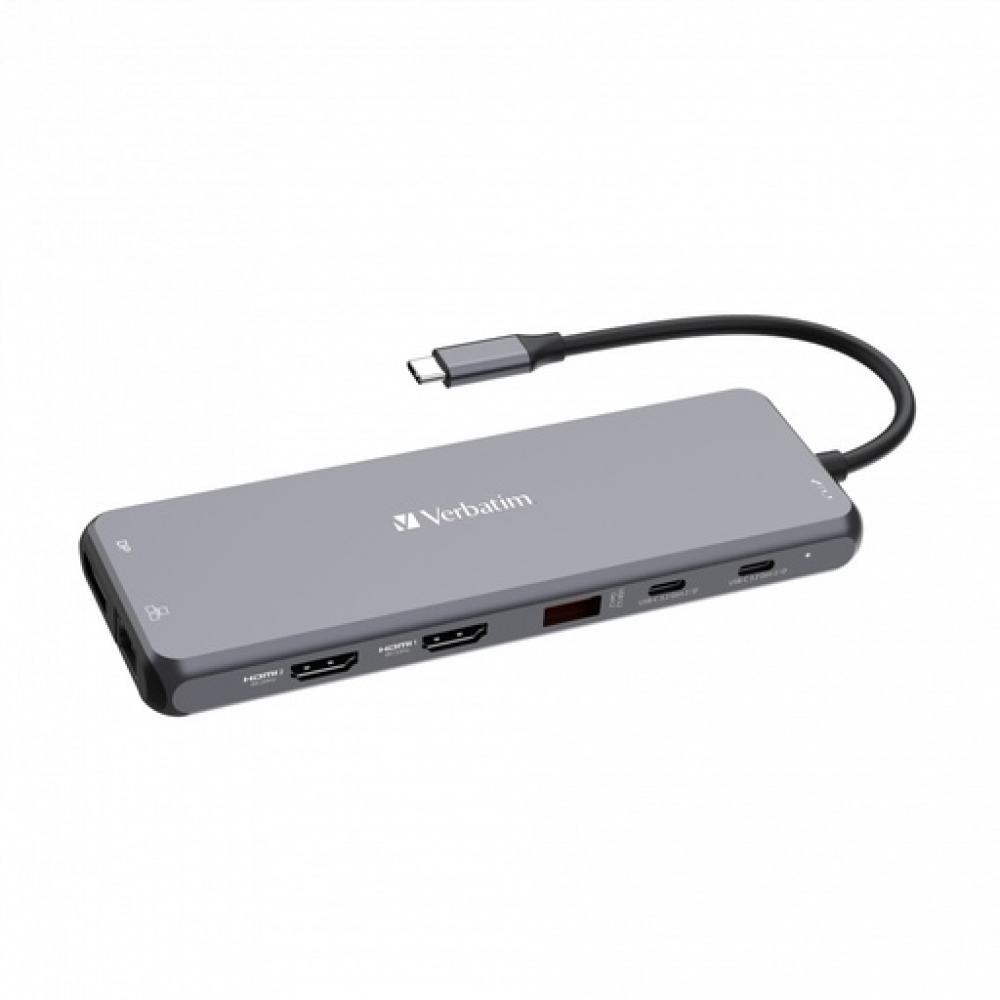 Verbatim CMH-13 USB-C Docking Station με HDMI/DisplayPort 4K PD Ethernet και σύνδεση 3 Οθονών Γκρι