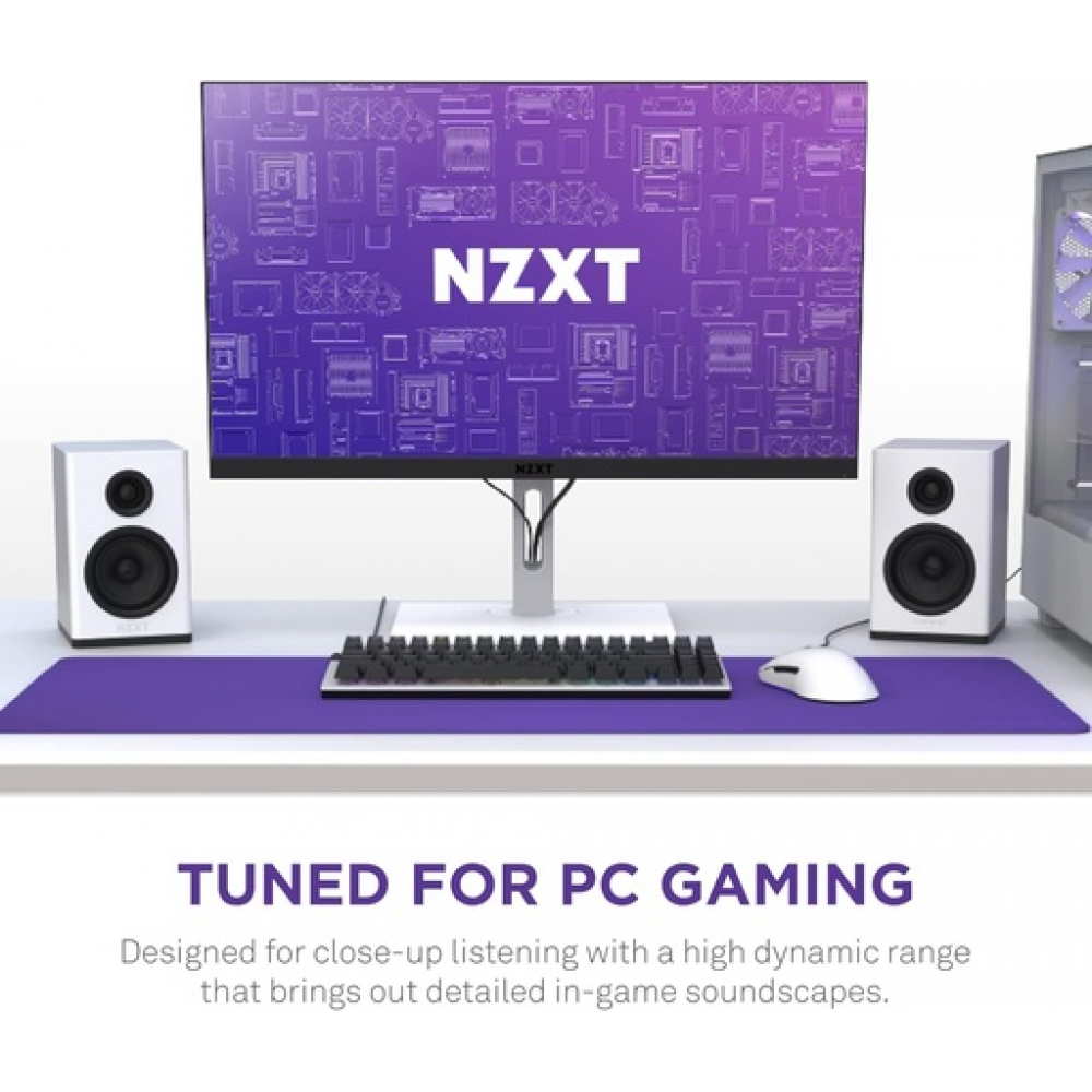 NZXT Relay PC Gaming Desktop Speakers White