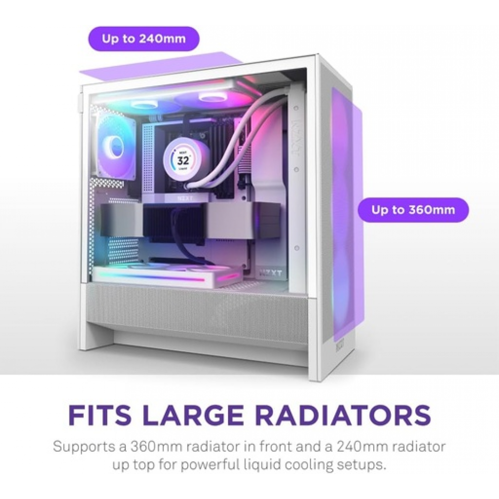 H Series H5 (2024) Flow RGB Edition ATX Mid Tower Chassis White Color