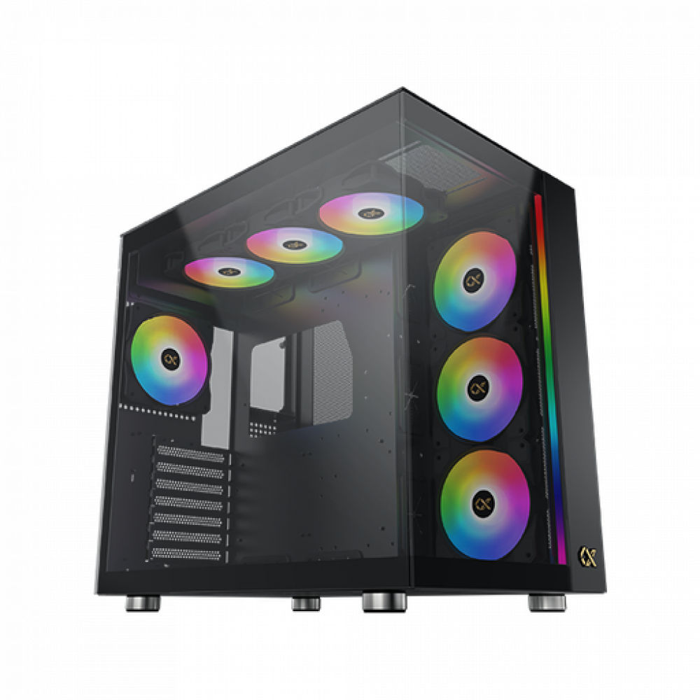 Xigmatek AQUA Ultra , 7x προ-εγκατεστημένα RGB FANS , Full Tempered glass, Μαύρο