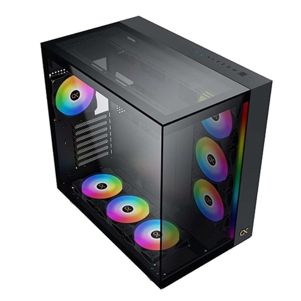 Xigmatek AQUA Ultra , 7x προ-εγκατεστημένα RGB FANS , Full Tempered glass, Μαύρο