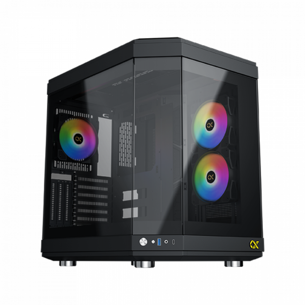 Xigmatek Cubi Black , 6x προ-εγκατεστημένα RGB FANS , Full Tempered glass