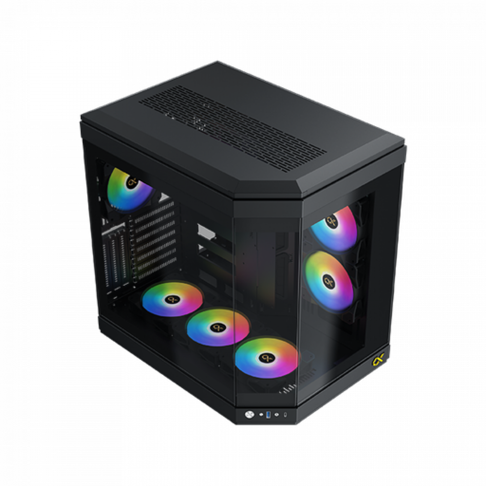 Xigmatek Cubi Black , 6x προ-εγκατεστημένα RGB FANS , Full Tempered glass