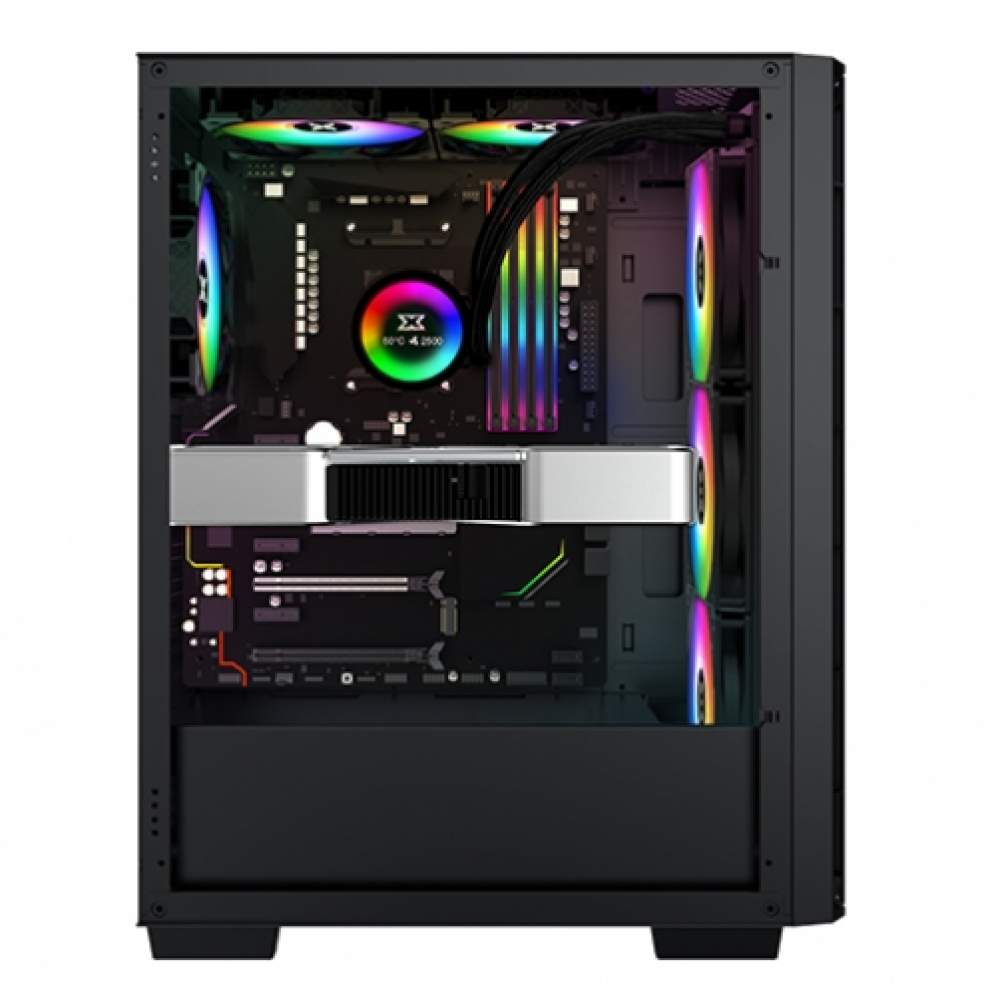 XIGMATEK Elite One, Gaming Case, Tempered Glass, 4x aRGB Fans με controller, Μαύρο