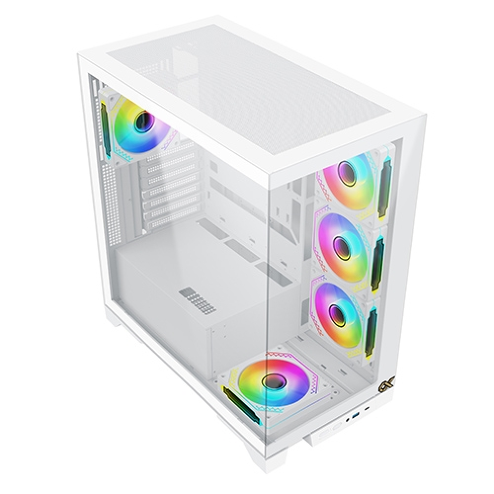 Xigmatek Endorphin Ultra Arctic , 5x προ-εγκατεστημένα RGB FANS , Full Tempered glass, Λευκό