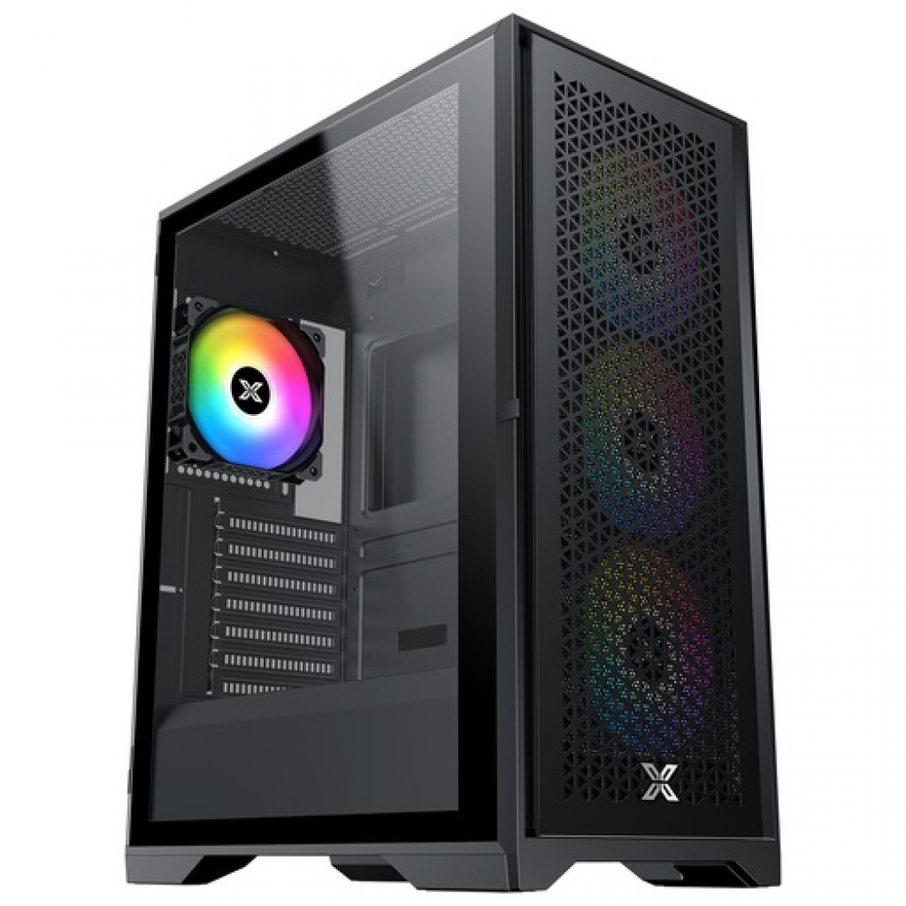 Xigmatek LUX S , 4x προ-εγκατεστημένα RGB FANS , Full Tempered glass, Μαύρο