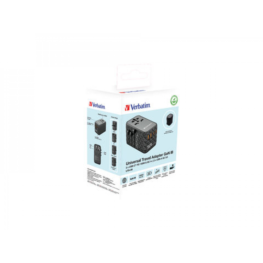 GAN III UNIVERSAL TRAVEL ADAPTER UTA-06 WITH 2 X USB-C PD 100W & QC 4+ / 2 X USB-A QC 3.00