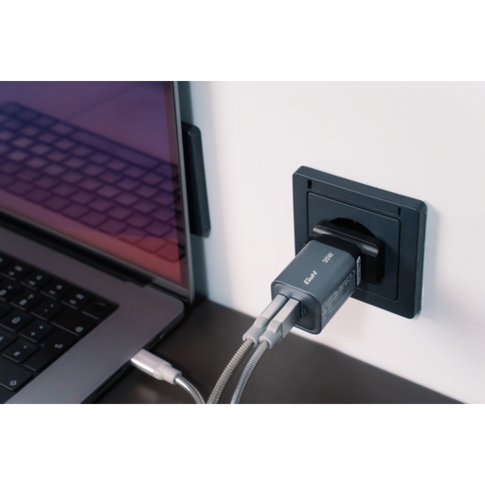 Verbatim GaN USB-A και USB-C 35W Power Delivery / Quick Charge 3.0 Gray 