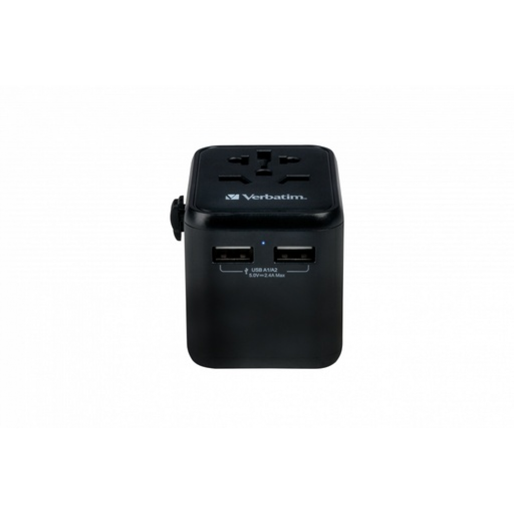 Verbatim Universal Travel Adapter UTA-01 (2 x USB-A, 1 x AC)