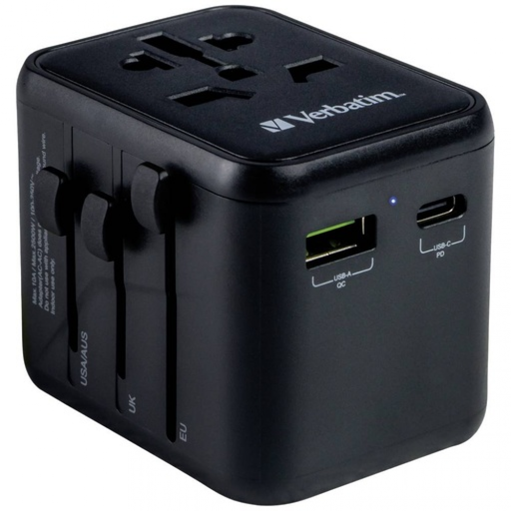 Universal Travel Adapter UTA-02 PD20W / QC / 1xUSB / 1xType-C